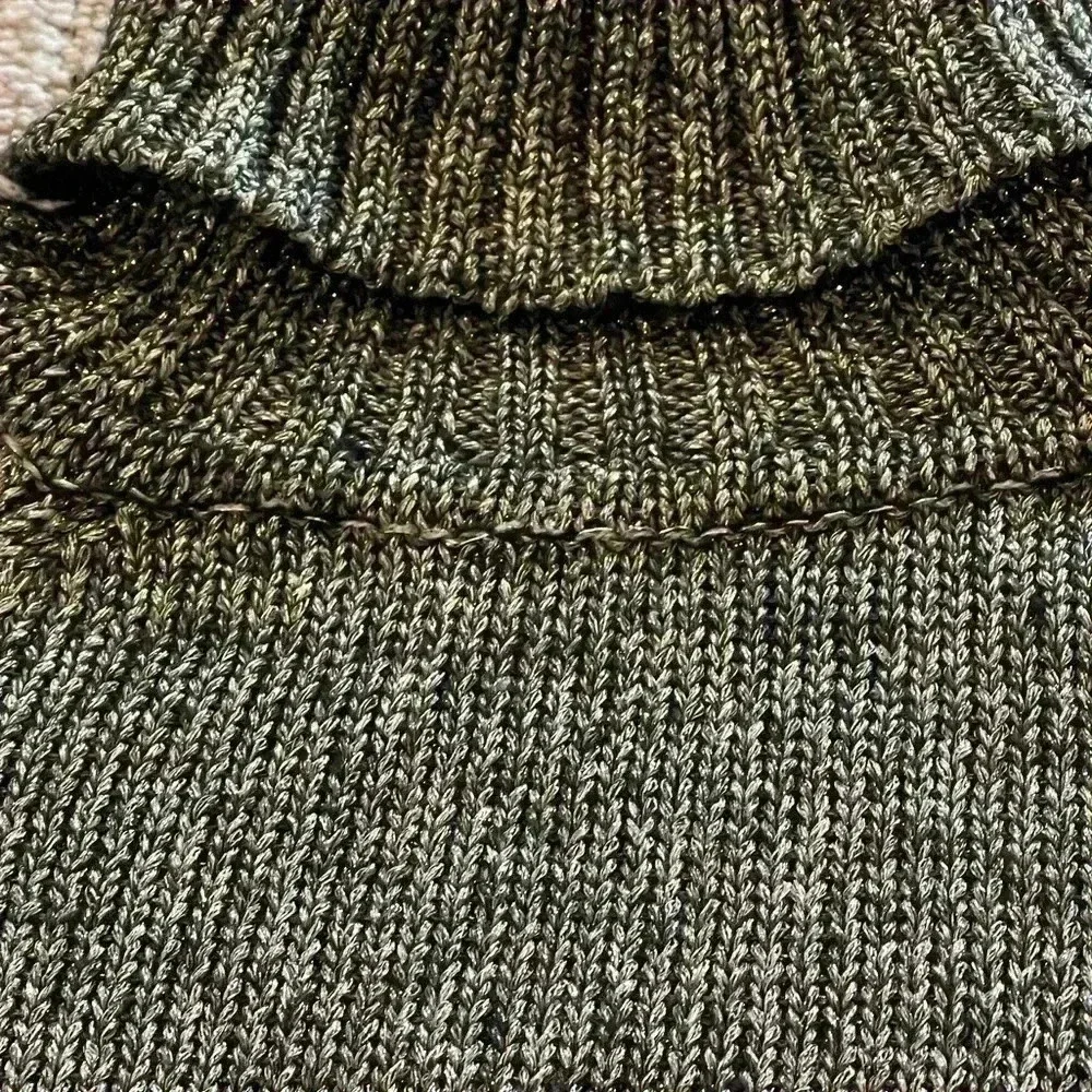 Anthropologie Coretta Shine Turtleneck Sweater, Black Shimmer, Metallic, Size XS